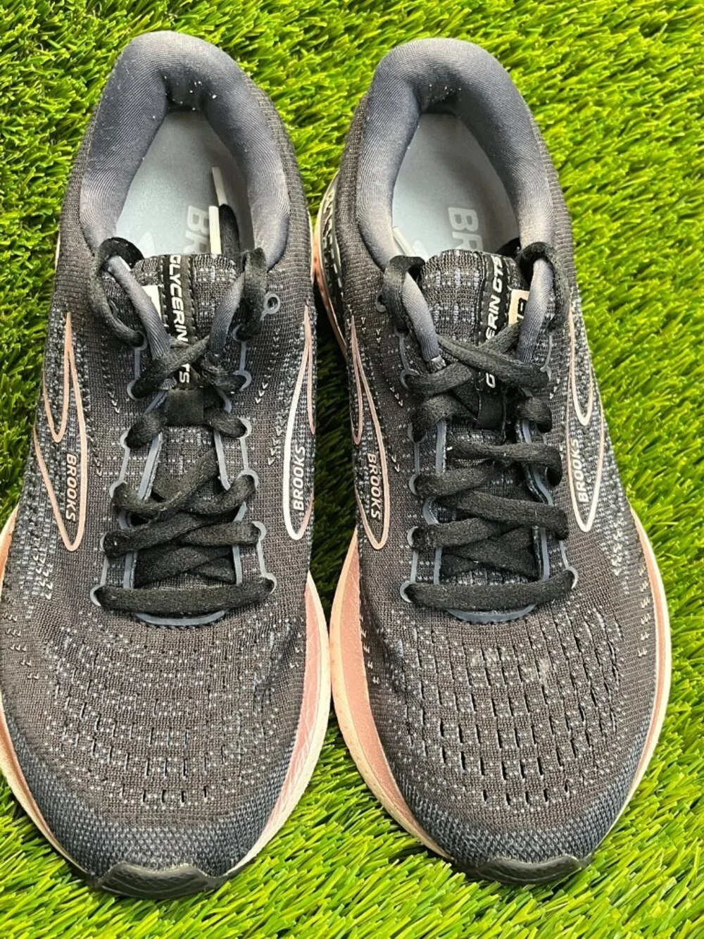 Brooks Glycerin GTS 19 Womens Size 8 Black‎ Pink Athletic Running Shoes Sneakers